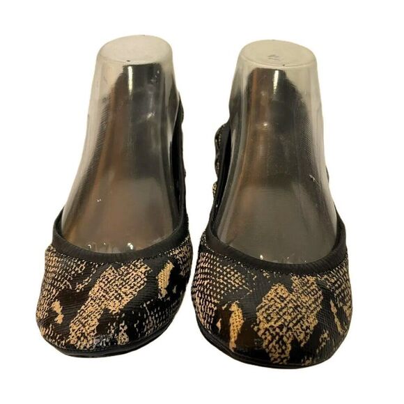 Tory Burch Eddie Brown Leather Snake Print Slip On Flats - Picture 2 of 7